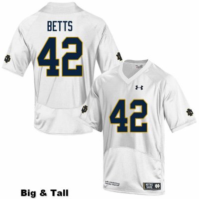 Notre Dame Fighting Irish Men's Stephen Betts #42 White Under Armour Authentic Stitched Big & Tall College NCAA Football Jersey KJK1699LF